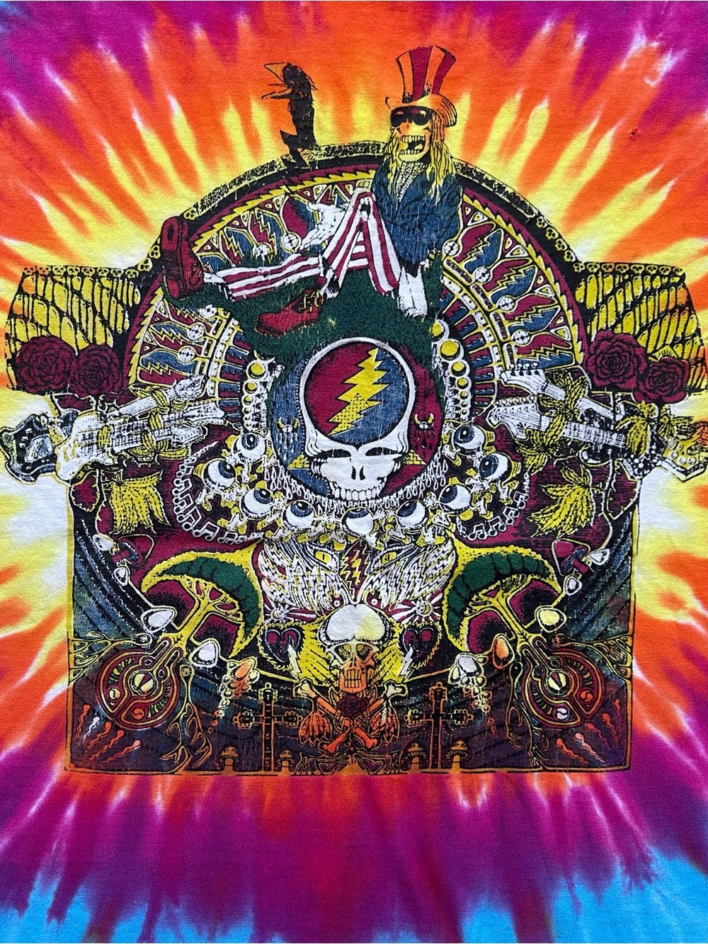 Vintage Grateful Dead Tie Dye Long Sleeve Shirt XL Jerry Garcia Steal Your Face - Picture 2 of 9